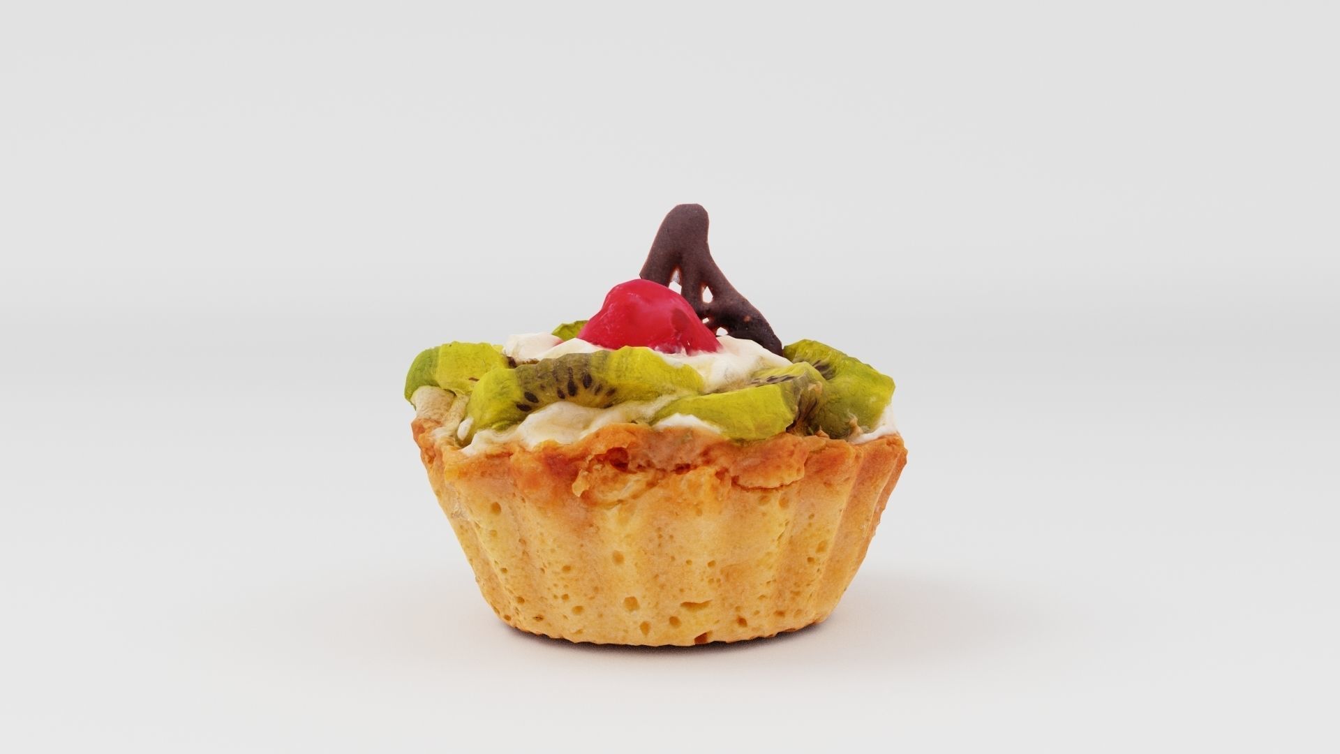 Cake pastry fancy cake or sponge-cake with kiwi and cherry 3D model_6