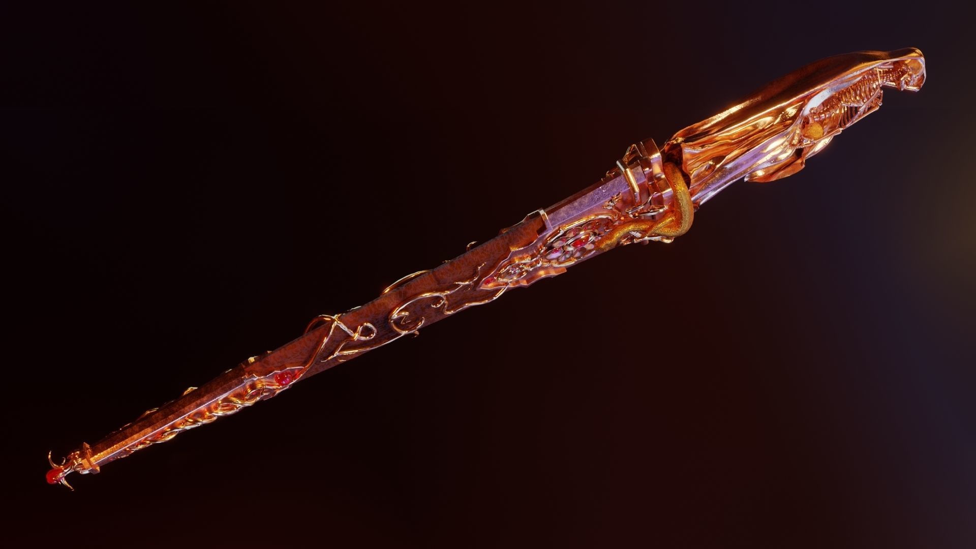 Skeleton ornamented dagger 3D model_15