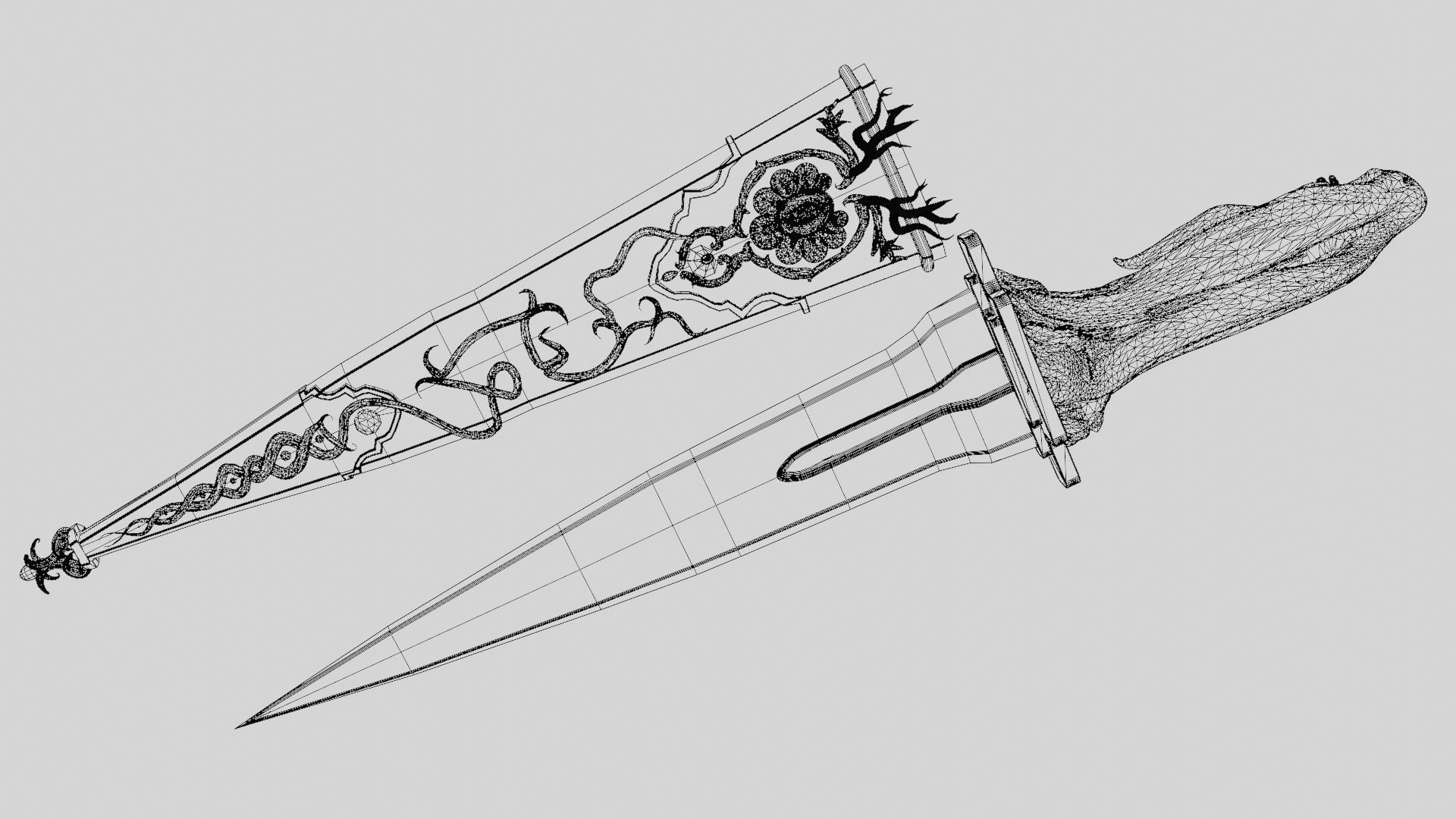 Skeleton ornamented dagger 3D model_43