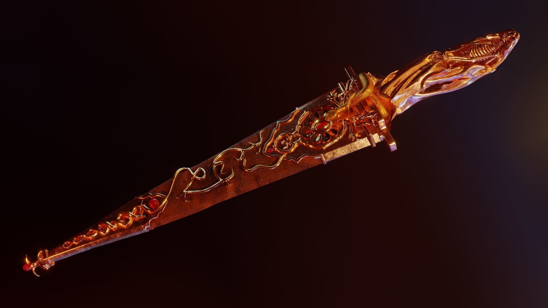 Skeleton ornamented dagger 3D model_23