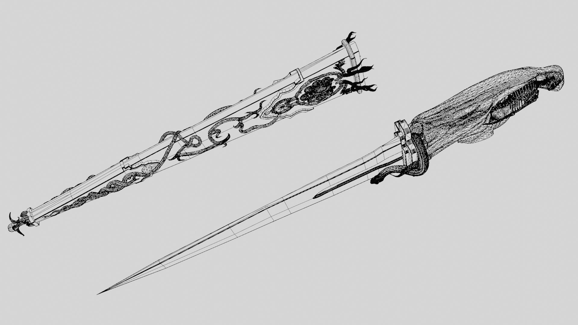 Skeleton ornamented dagger 3D model_39