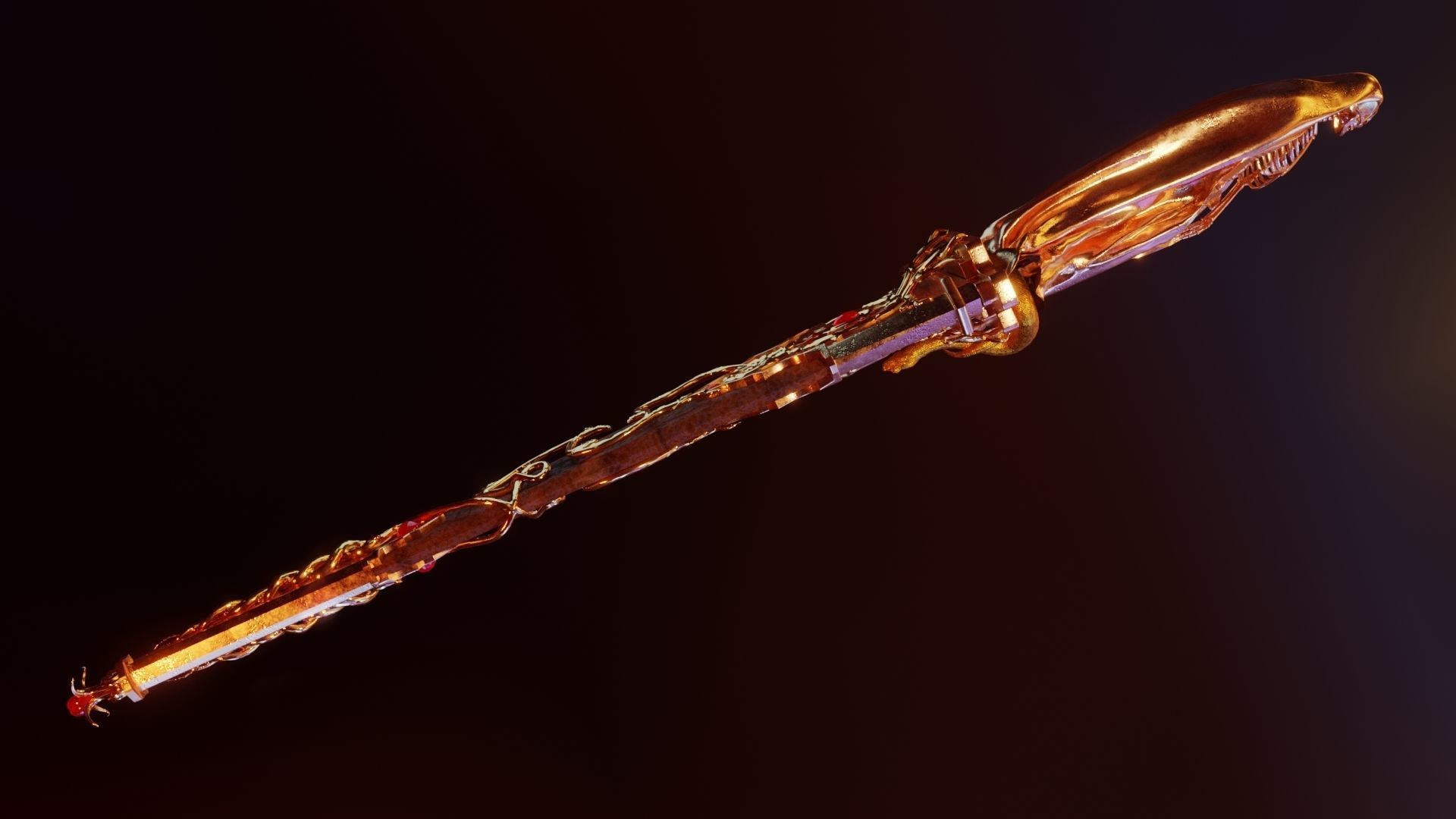 Skeleton ornamented dagger 3D model_16