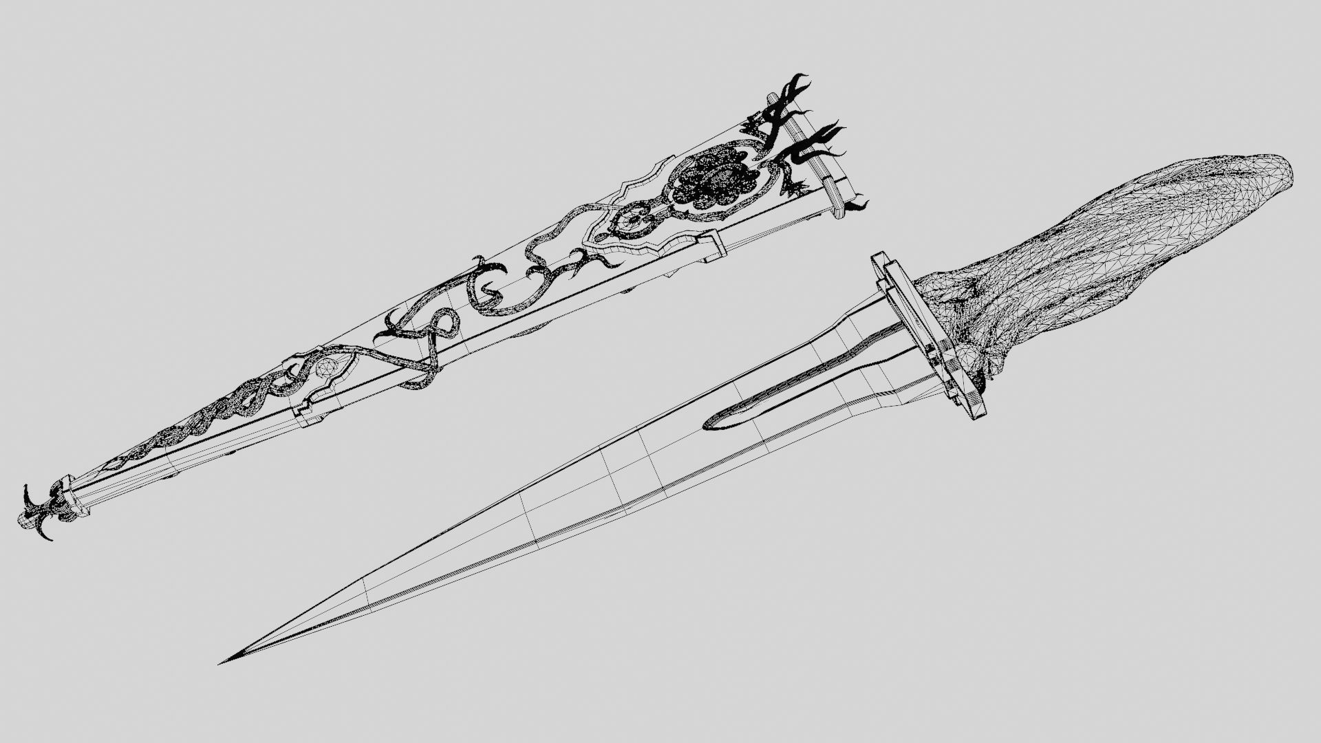 Skeleton ornamented dagger 3D model_41