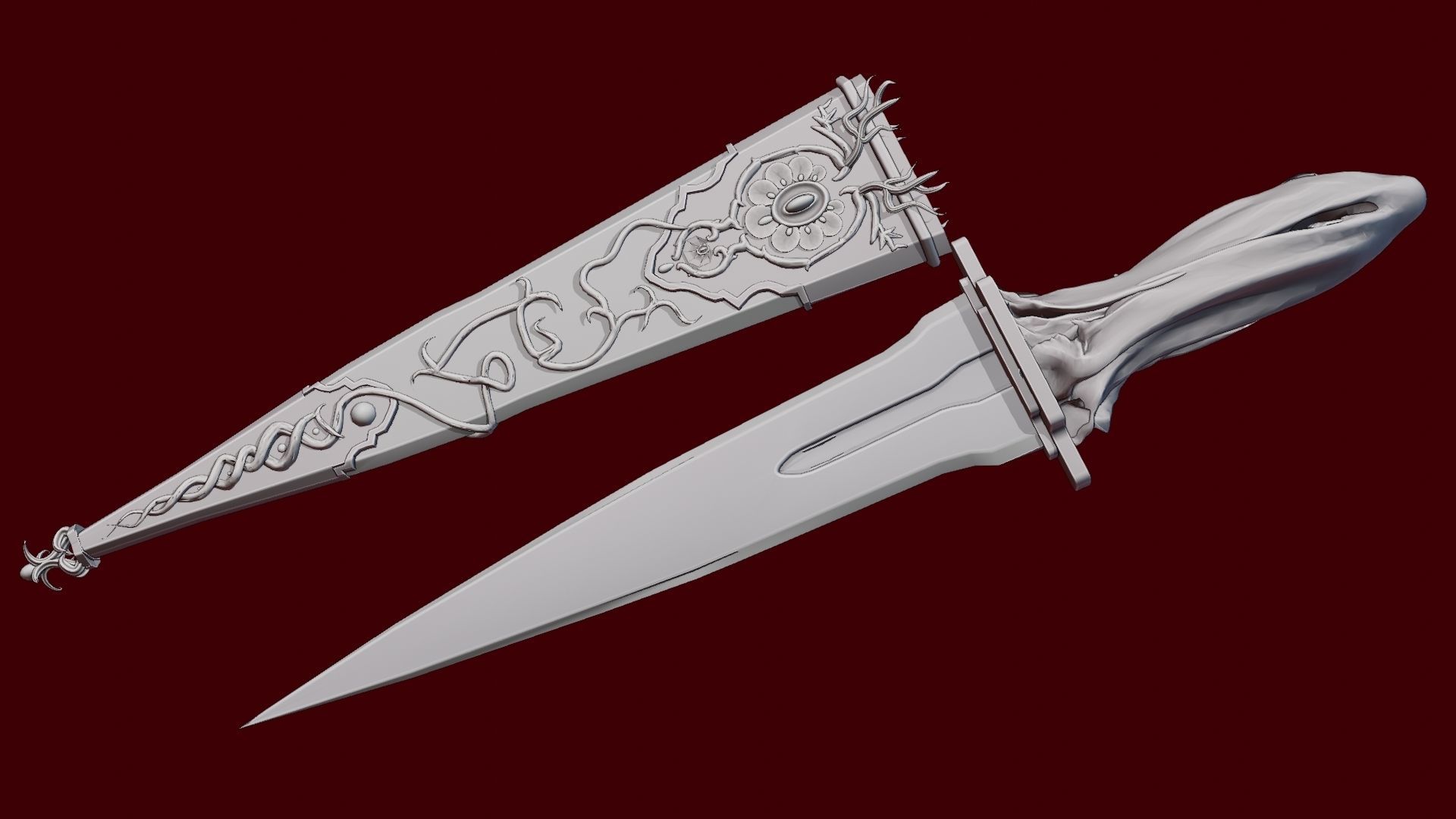 Skeleton ornamented dagger 3D model_30