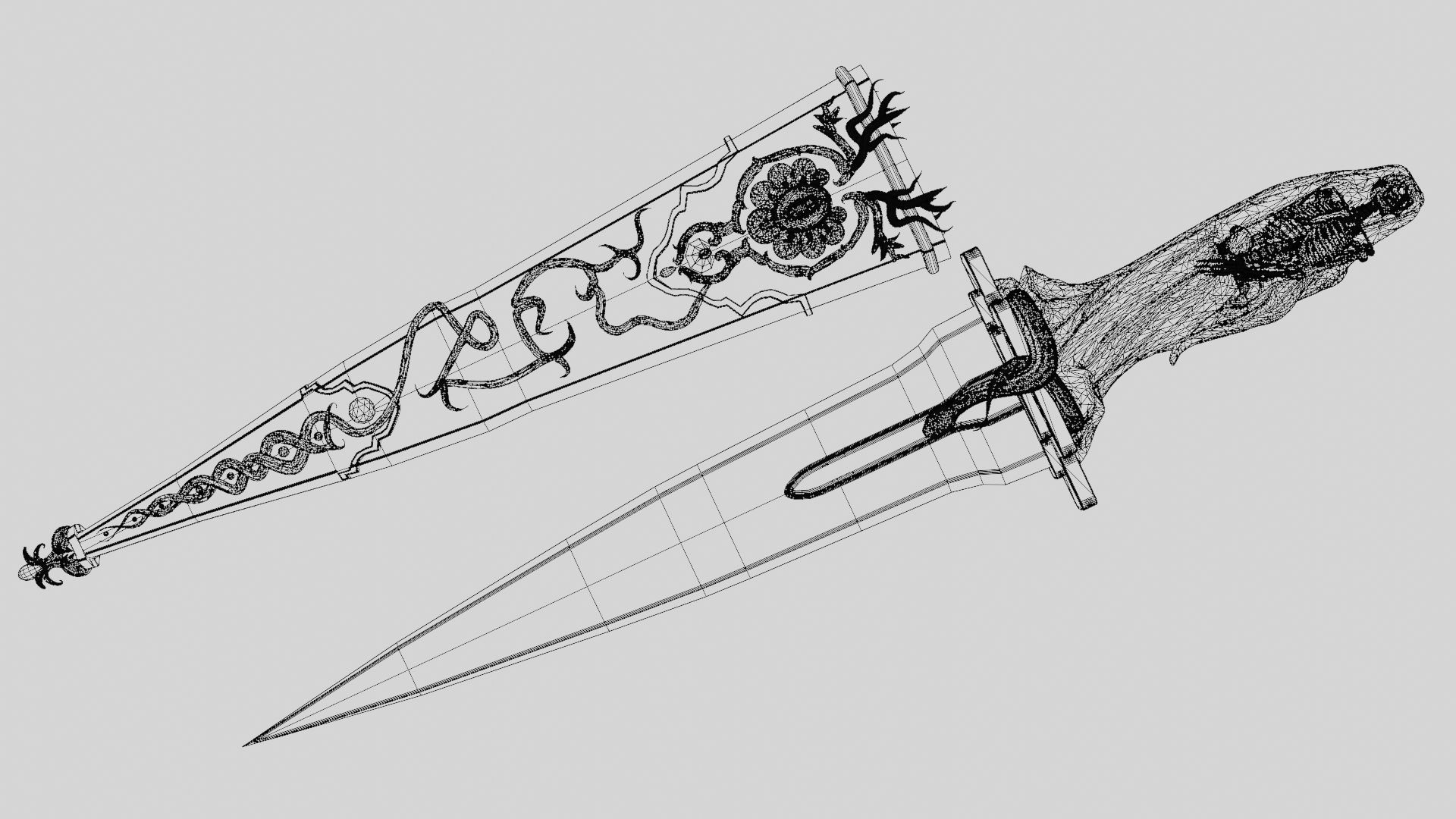 Skeleton ornamented dagger 3D model_48