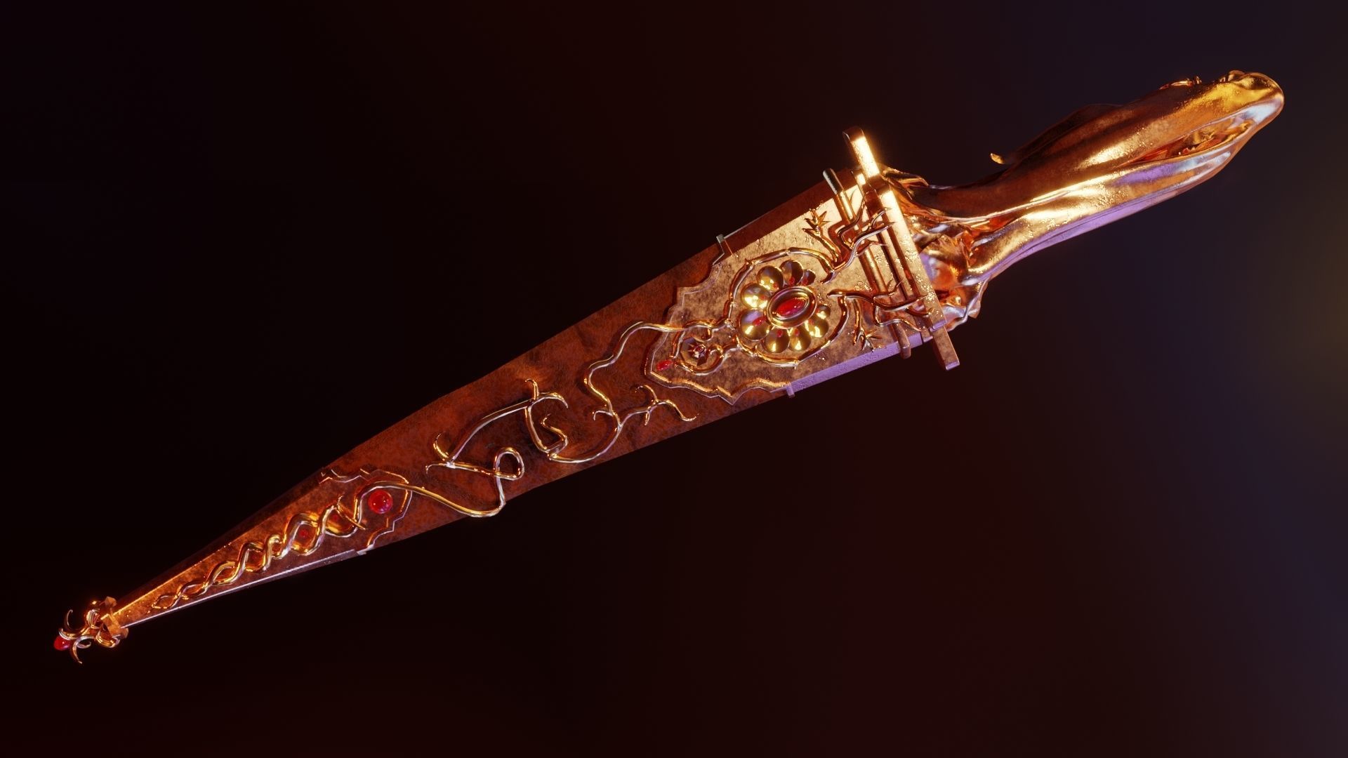 Skeleton ornamented dagger 3D model_19