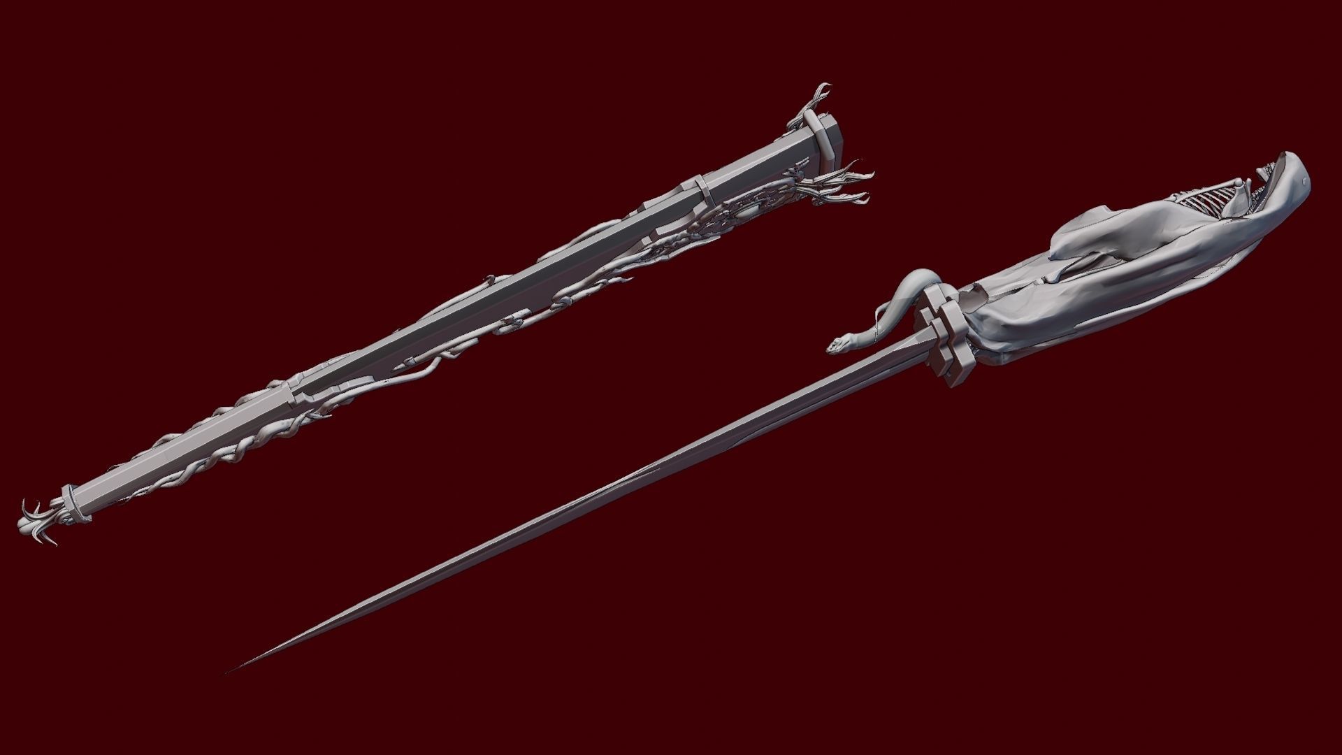 Skeleton ornamented dagger 3D model_33