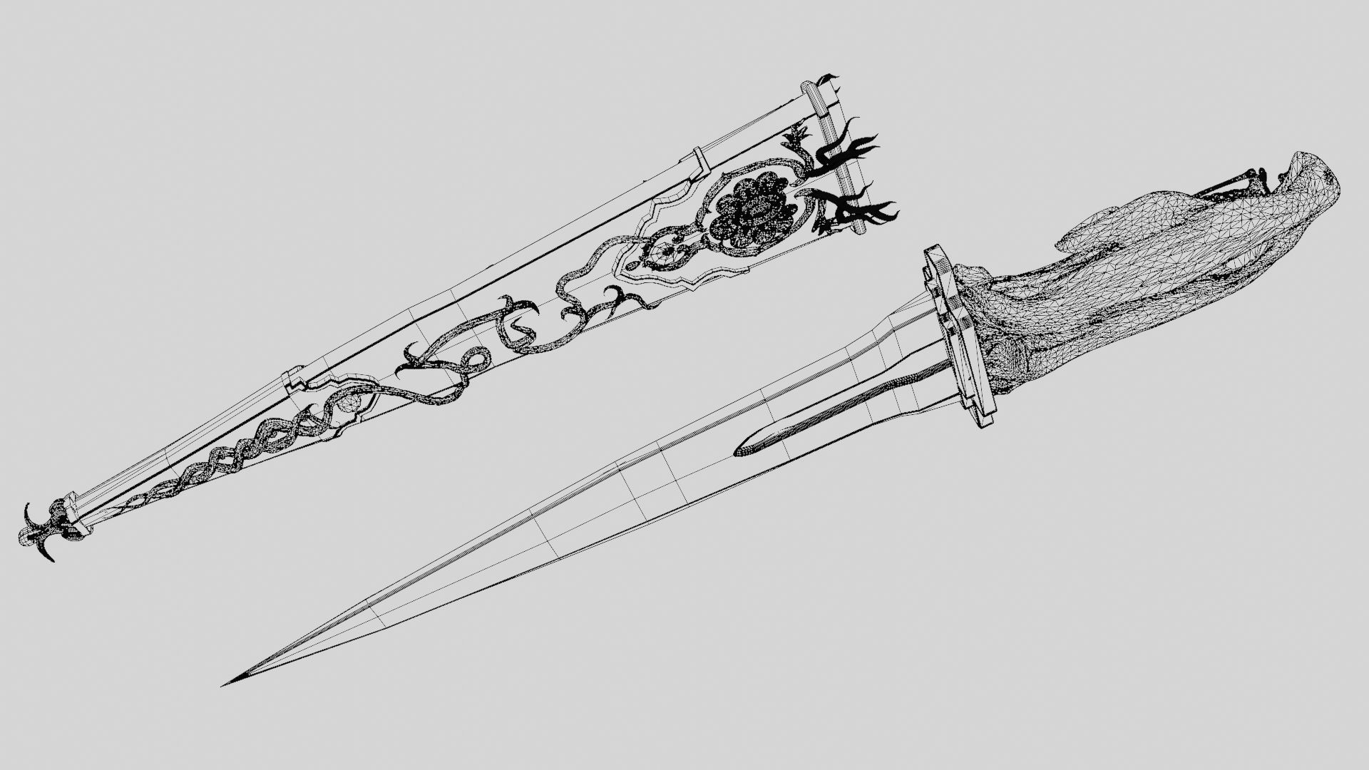 Skeleton ornamented dagger 3D model_44