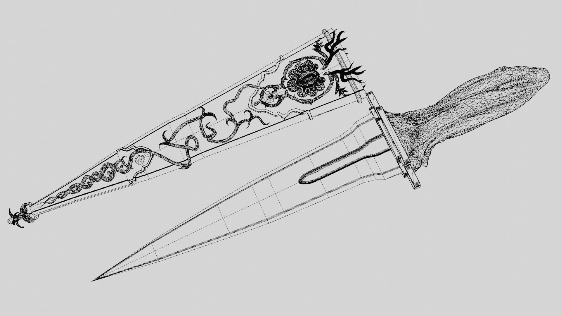 Skeleton ornamented dagger 3D model_42