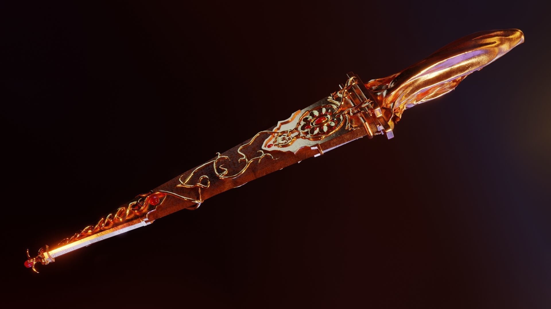Skeleton ornamented dagger 3D model_17