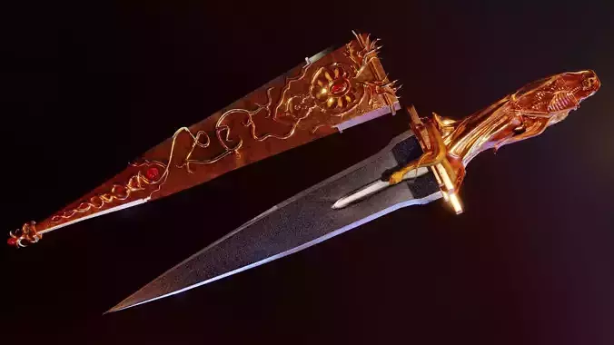 Skeleton ornamented dagger 3D model