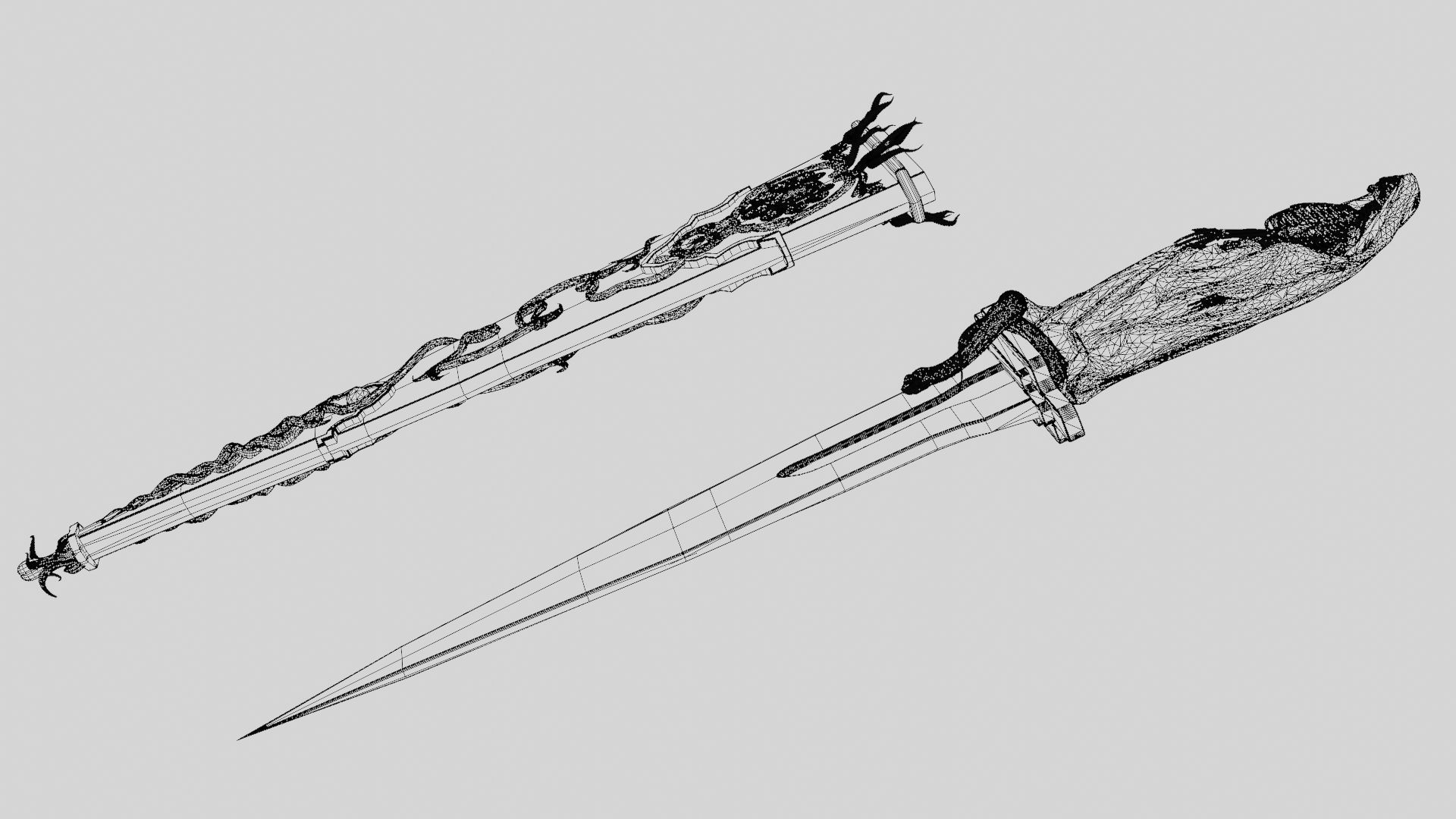 Skeleton ornamented dagger 3D model_46