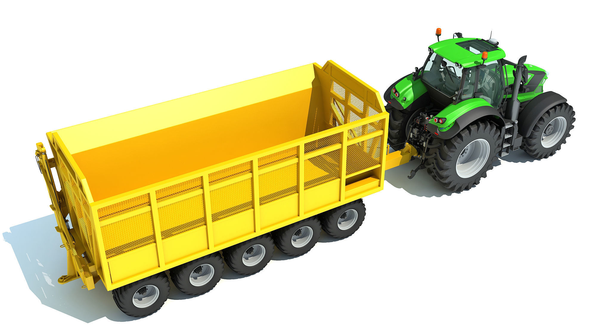 Tractor with Cane Trailer 3D model_6