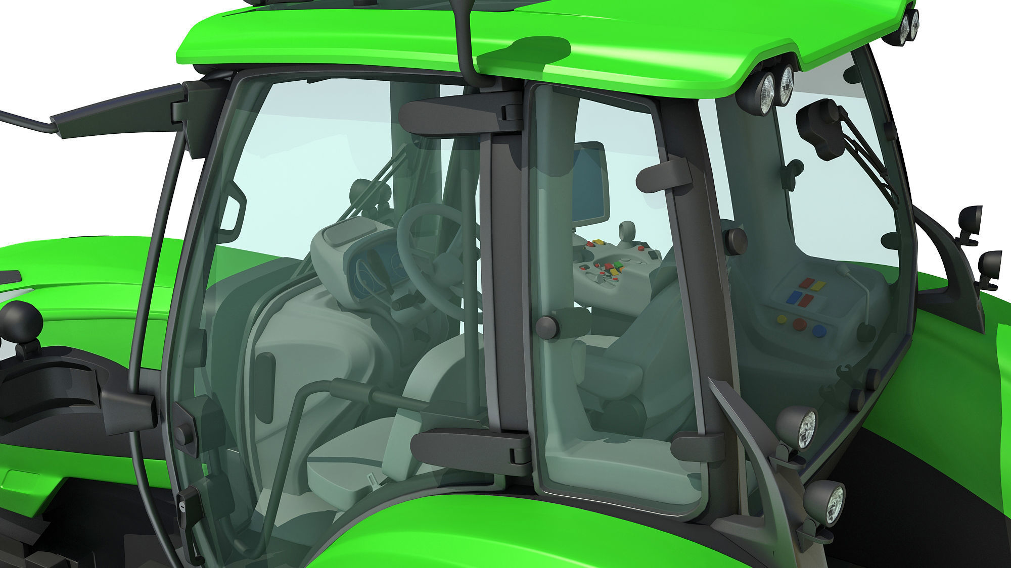 Tractor with Cane Trailer 3D model_14