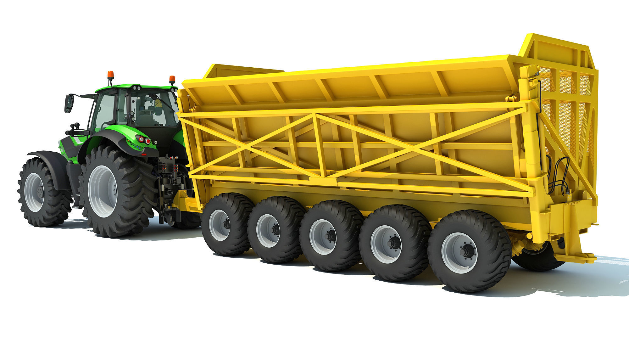 Tractor with Cane Trailer 3D model_3