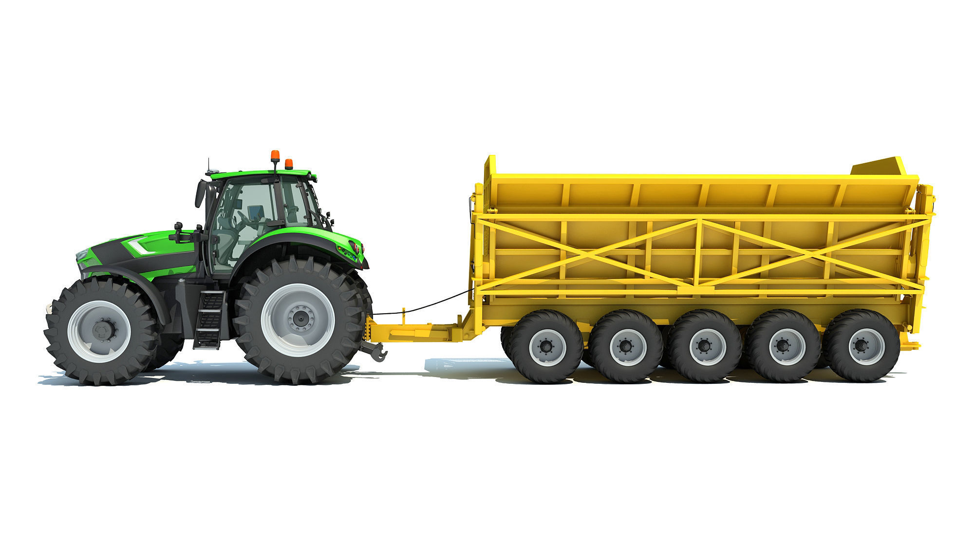 Tractor with Cane Trailer 3D model_2