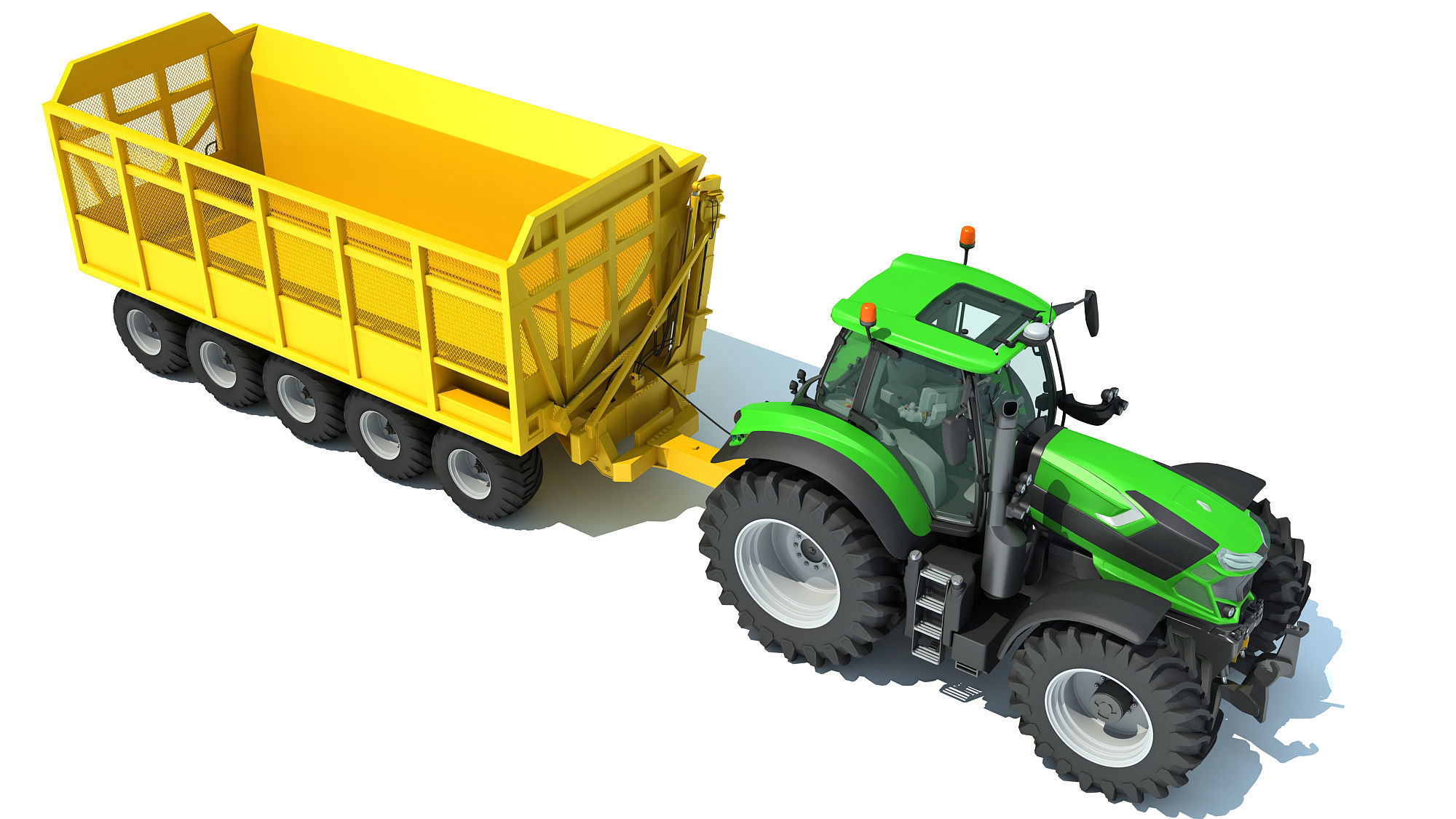 Tractor with Cane Trailer 3D model_10