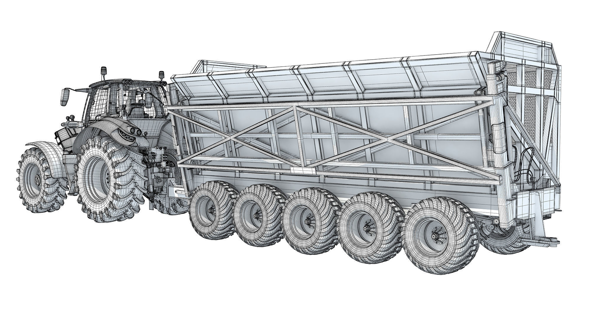 Tractor with Cane Trailer 3D model_19