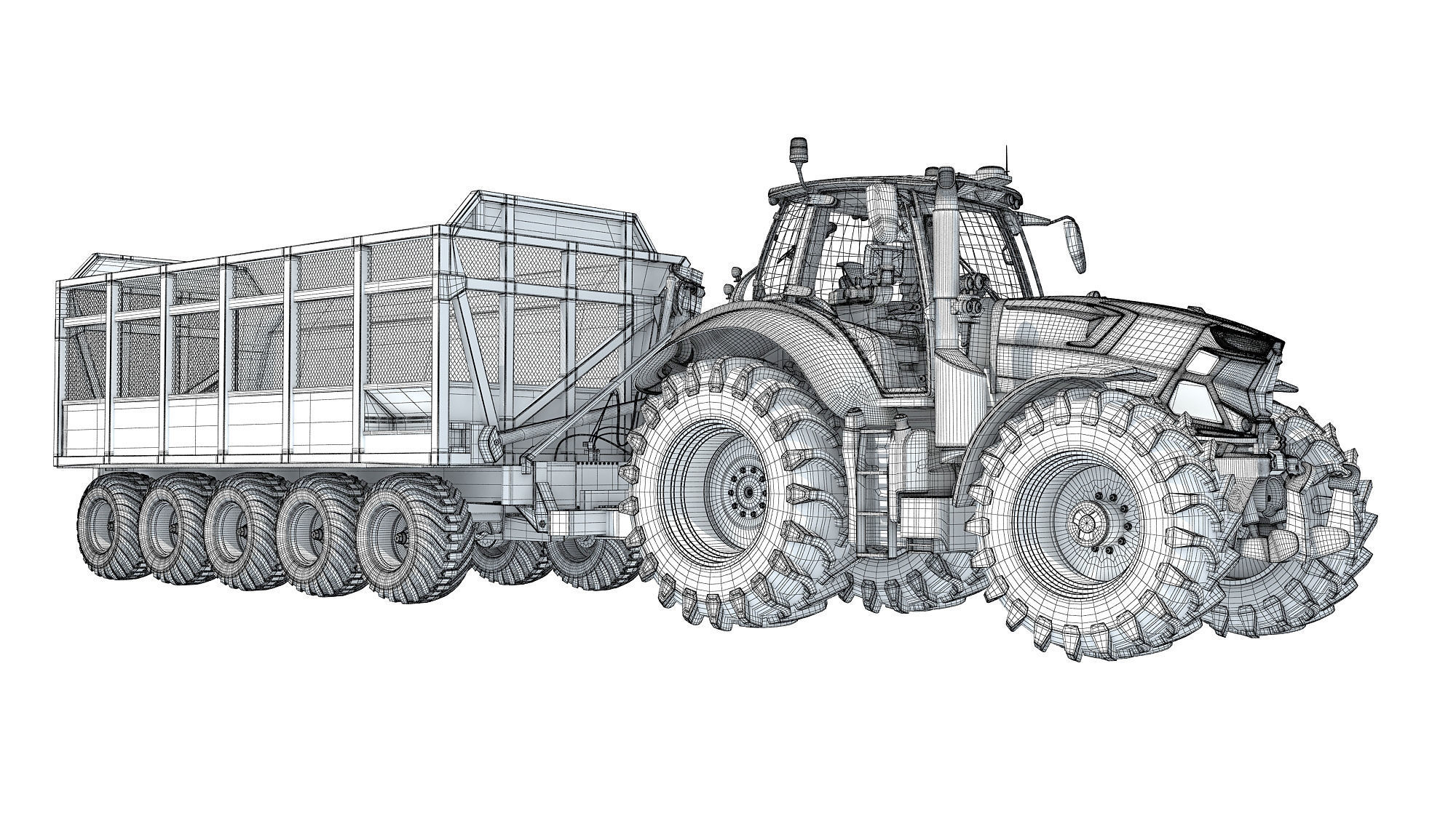 Tractor with Cane Trailer 3D model_21