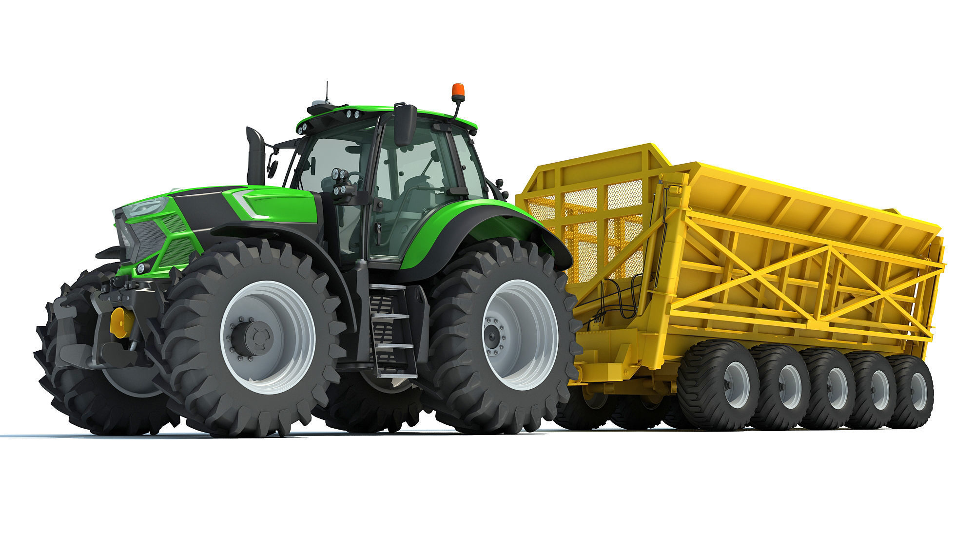 Tractor with Cane Trailer 3D model_9