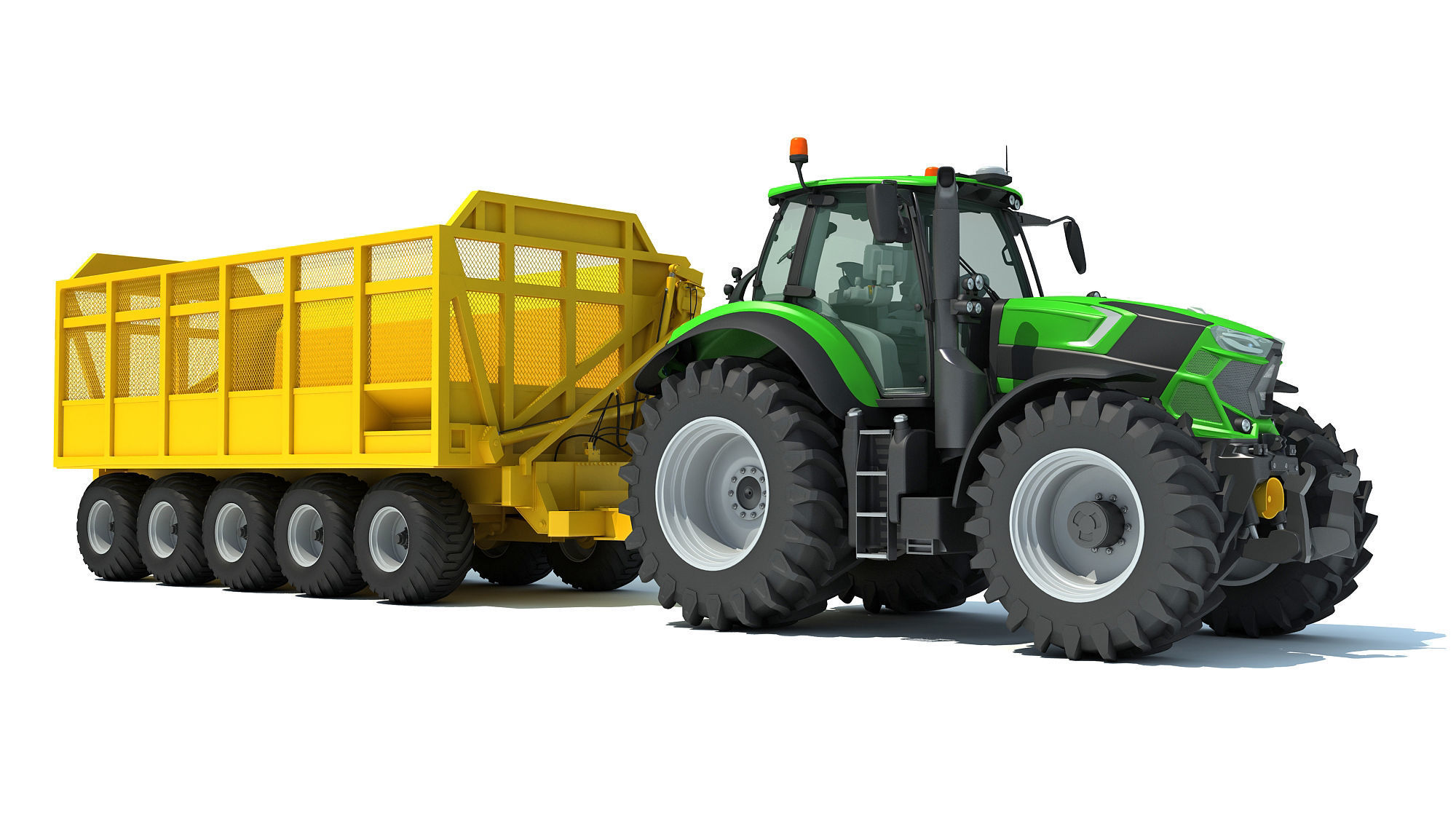 Tractor with Cane Trailer 3D model_8
