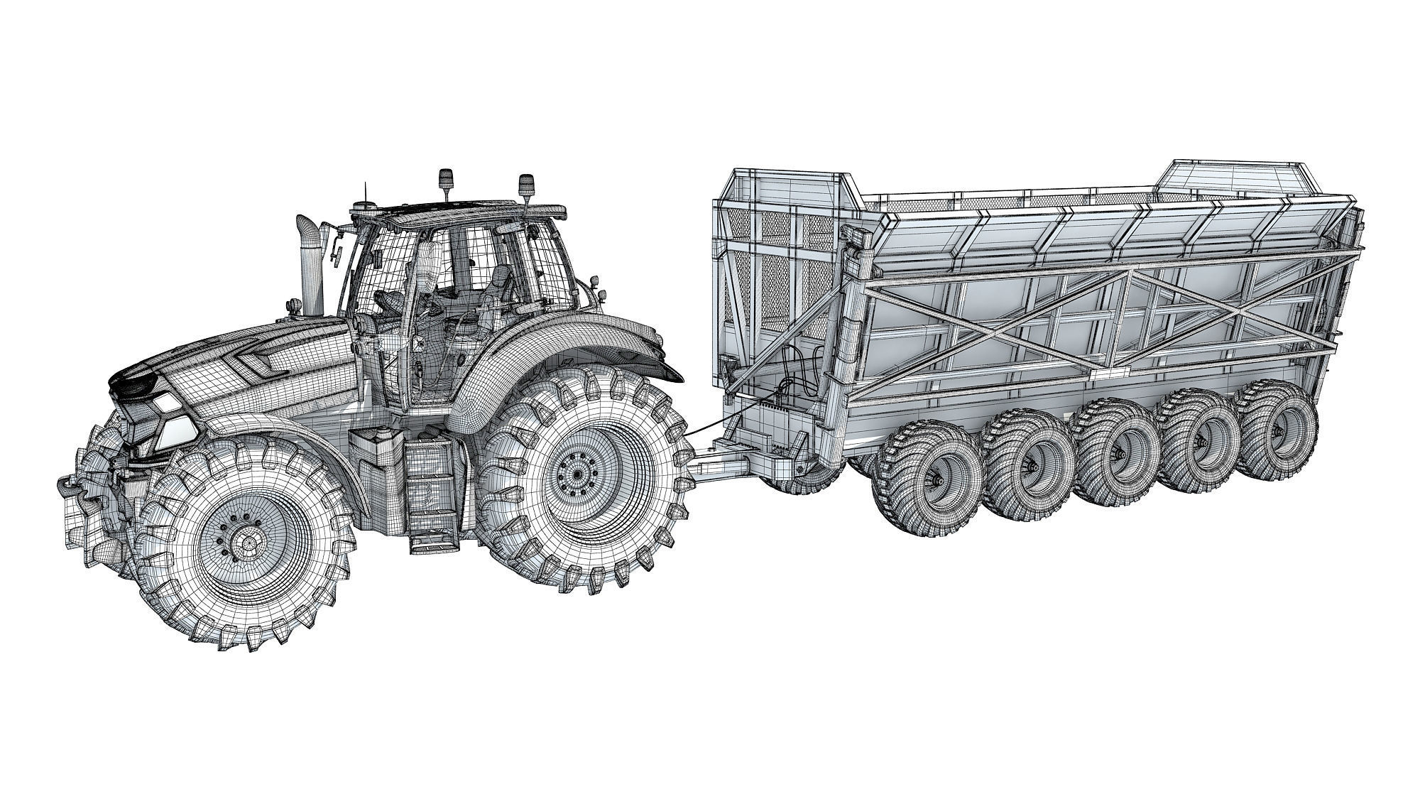 Tractor with Cane Trailer 3D model_18