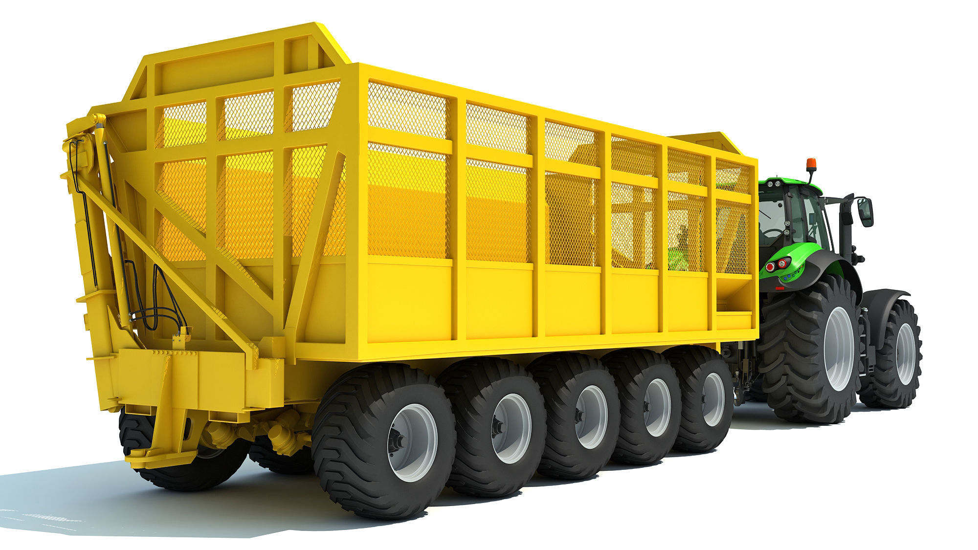 Tractor with Cane Trailer 3D model_5