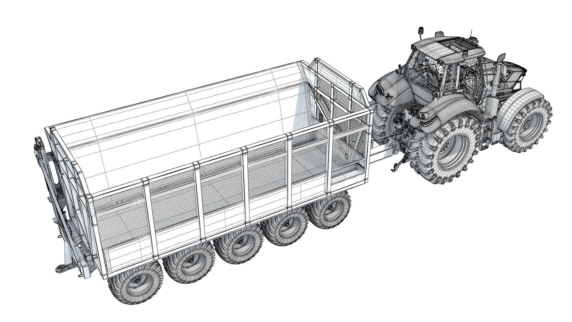 Tractor with Cane Trailer 3D model_20