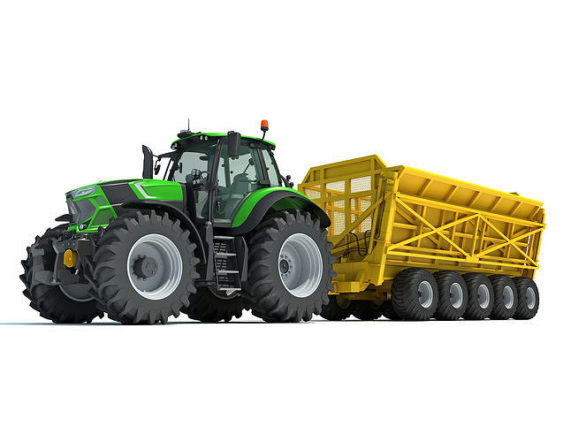 Tractor with Cane Trailer 3D model