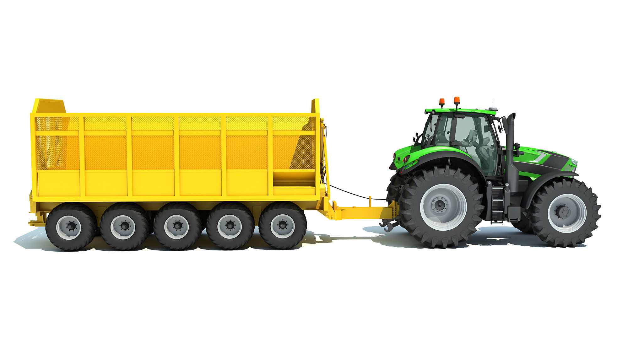 Tractor with Cane Trailer 3D model_7