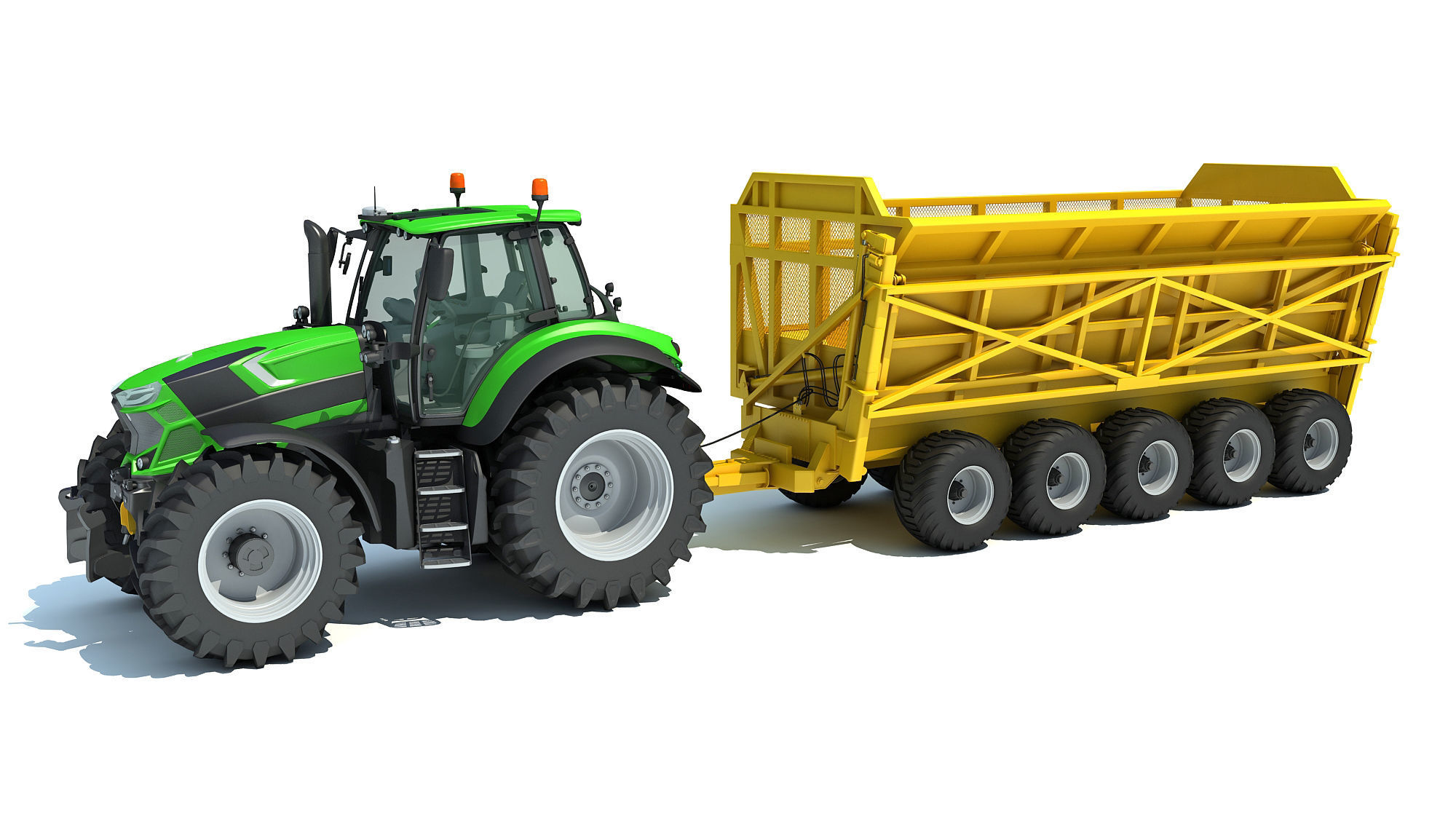 Tractor with Cane Trailer 3D model_1