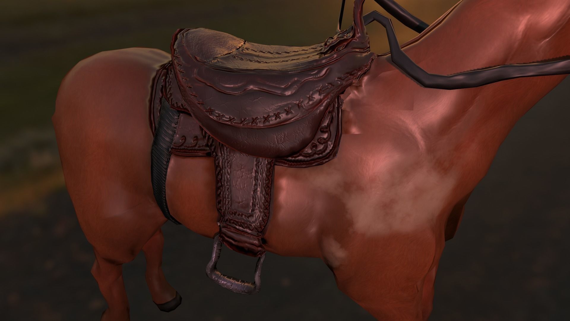 Cawboy horse gun Midpoly Low-poly 3D model_5