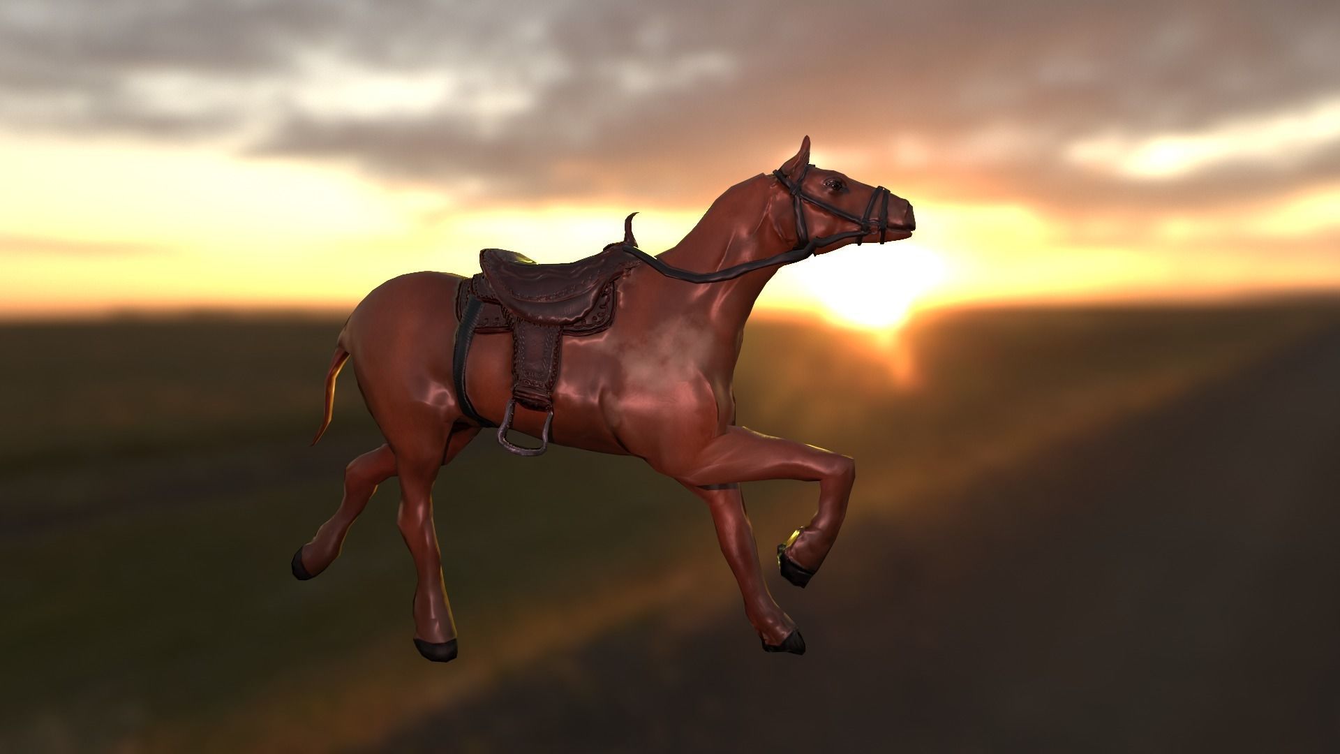 Cawboy horse gun Midpoly Low-poly 3D model_12