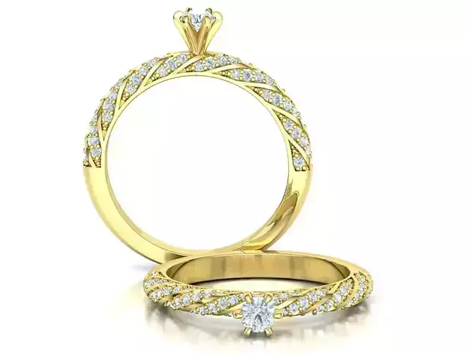 Solitaire Diamond Engagement Ring Spiral Designv2 