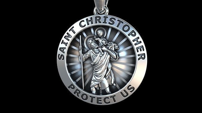 Saint Christopher medallion 3D print model