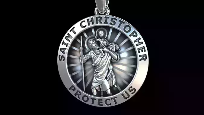 Saint Christopher medallion 3D print model