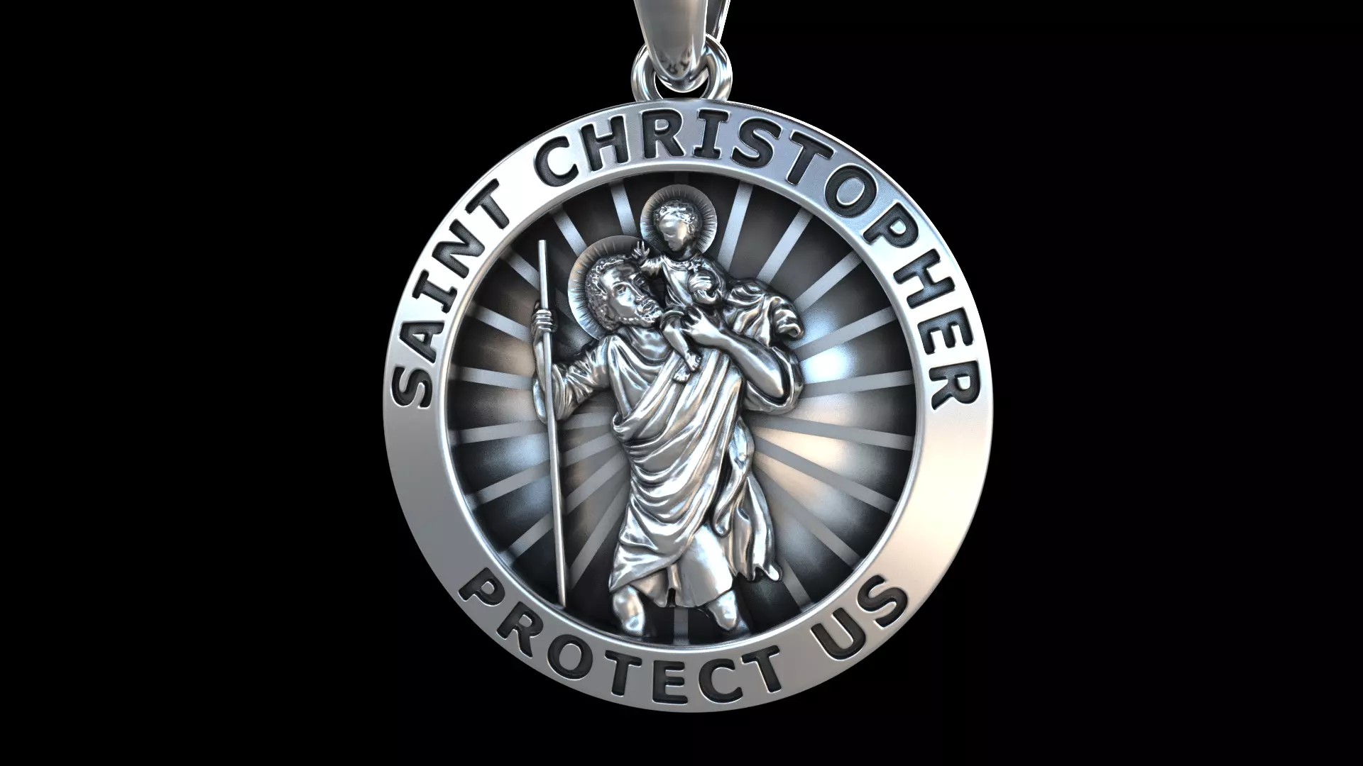 Saint Christopher medallion 3D print model_0