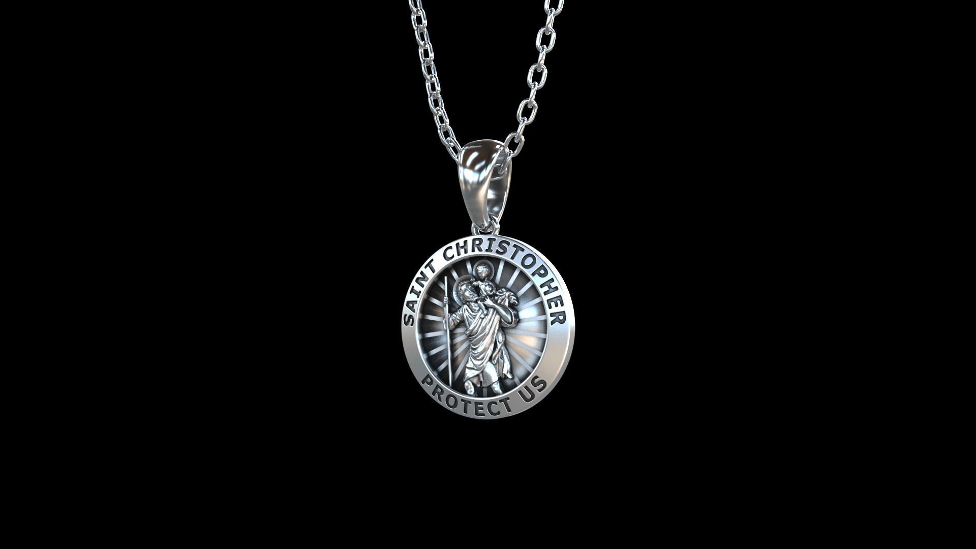 Saint Christopher medallion 3D print model_4