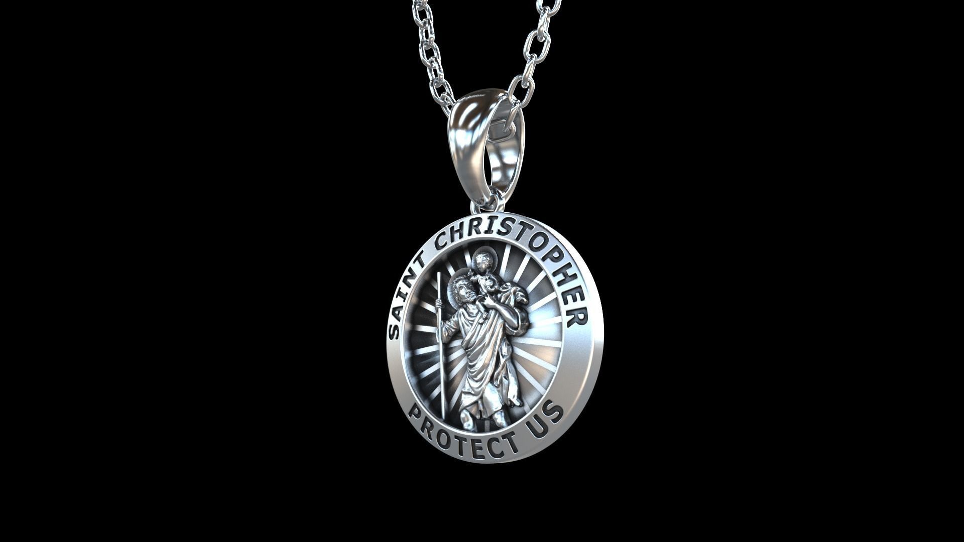 Saint Christopher medallion 3D print model_2