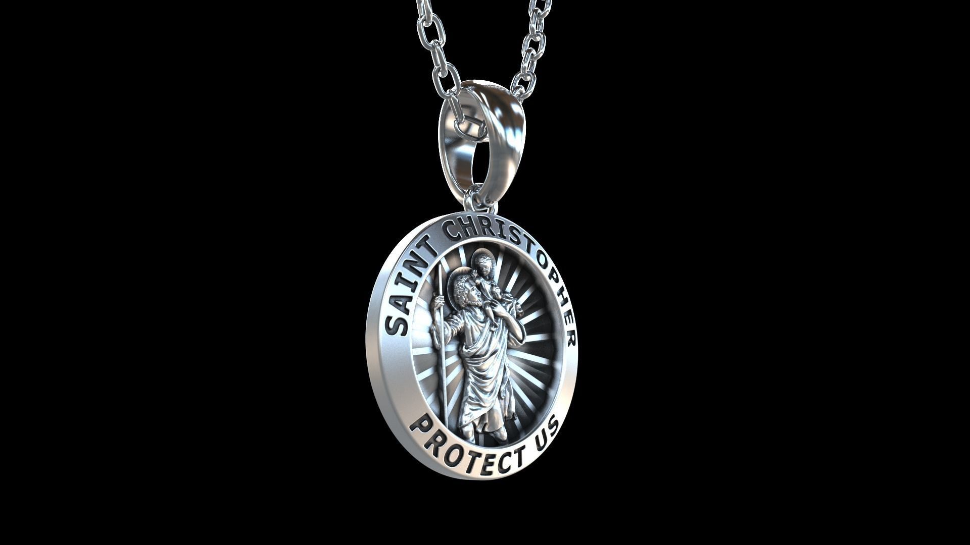 Saint Christopher medallion 3D print model_3