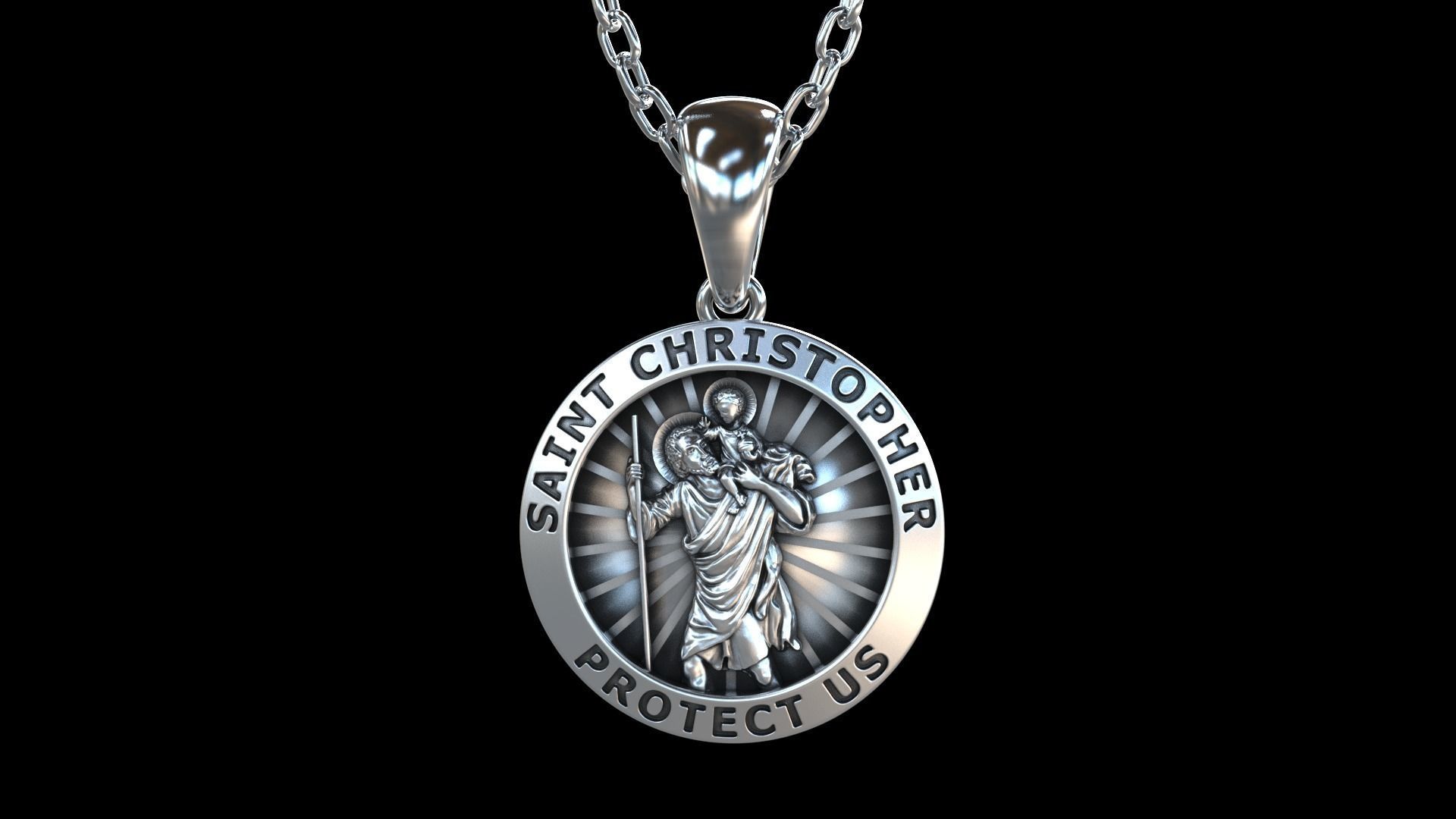 Saint Christopher medallion 3D print model_1