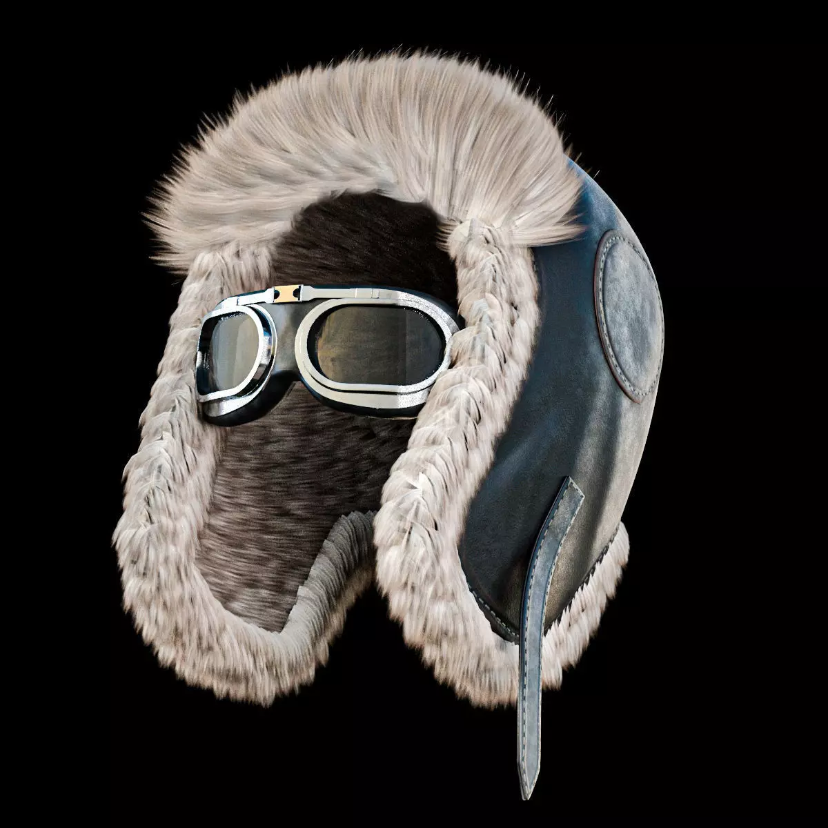 Aviator Fur Trapper Winter hat Helmet Low-poly 3D model