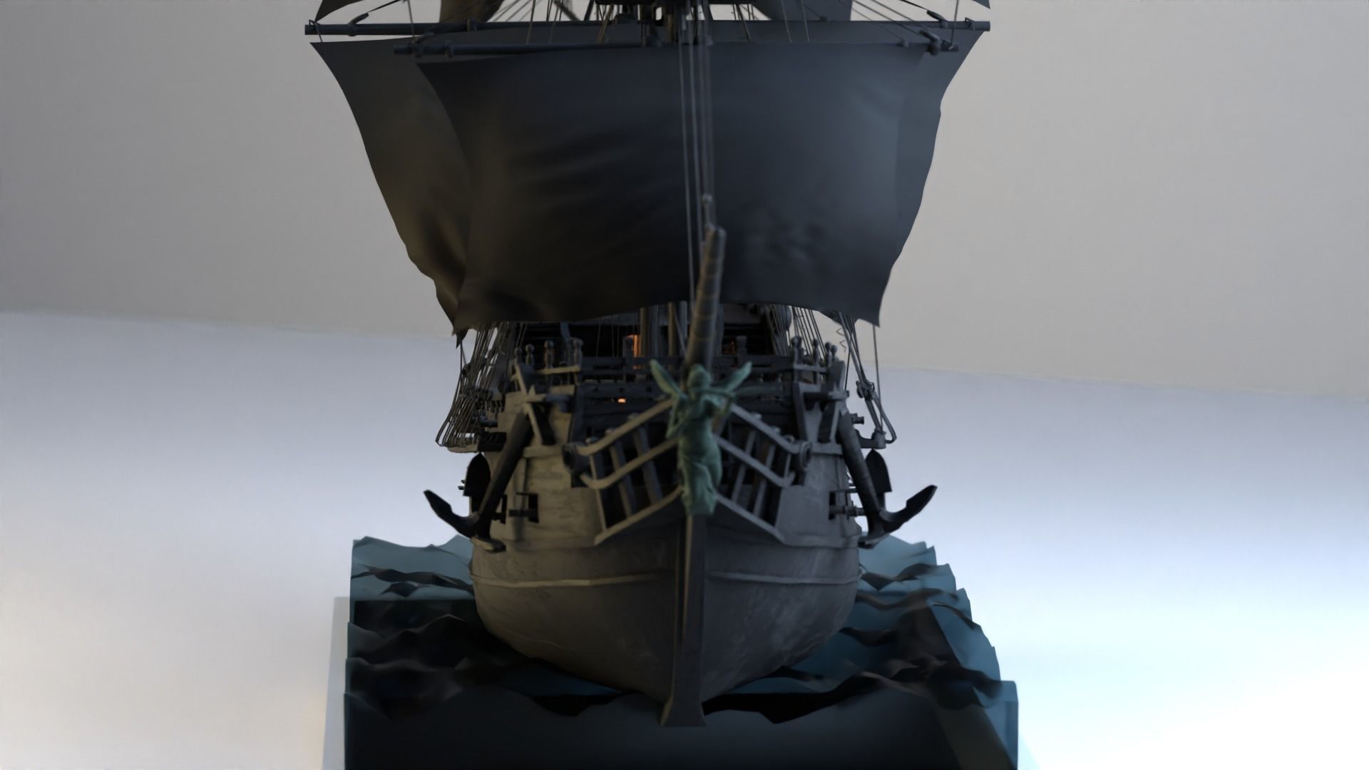 Galleon Black Pearl Sailing Pirates 3D model_4
