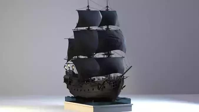 Galleon Black Pearl Sailing Pirates 3D model