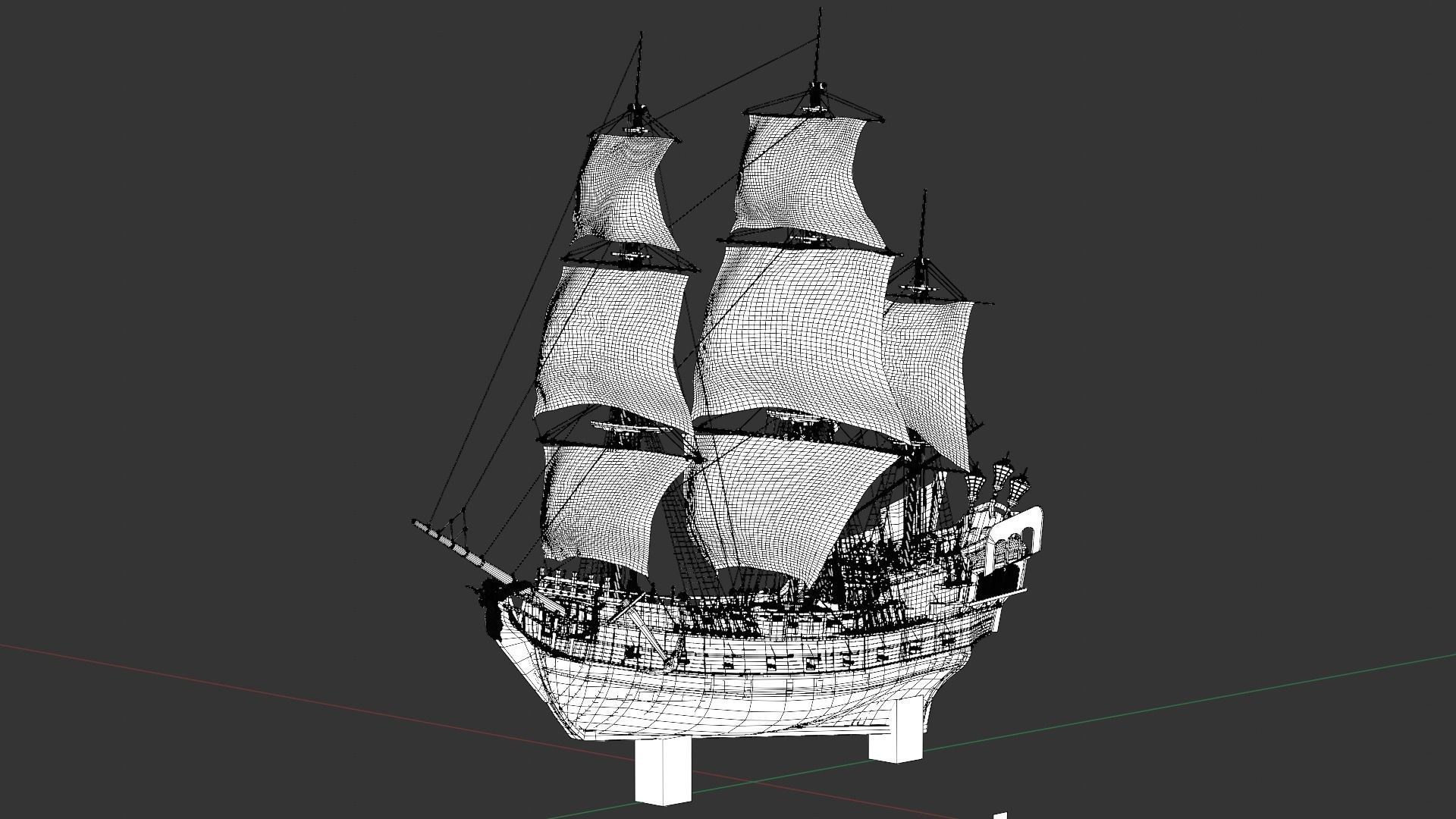Galleon Black Pearl Sailing Pirates 3D model_5