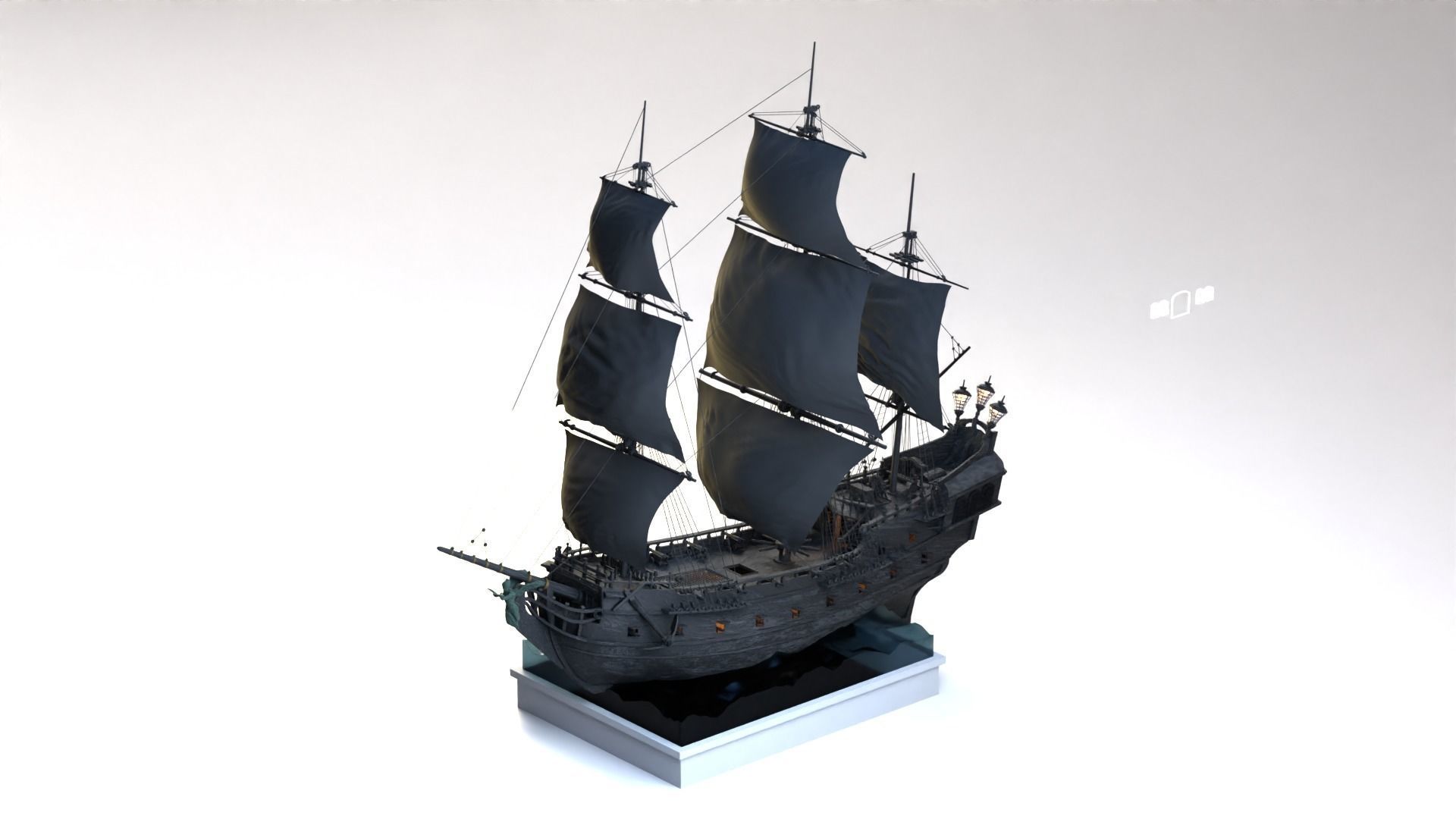 Galleon Black Pearl Sailing Pirates 3D model_2