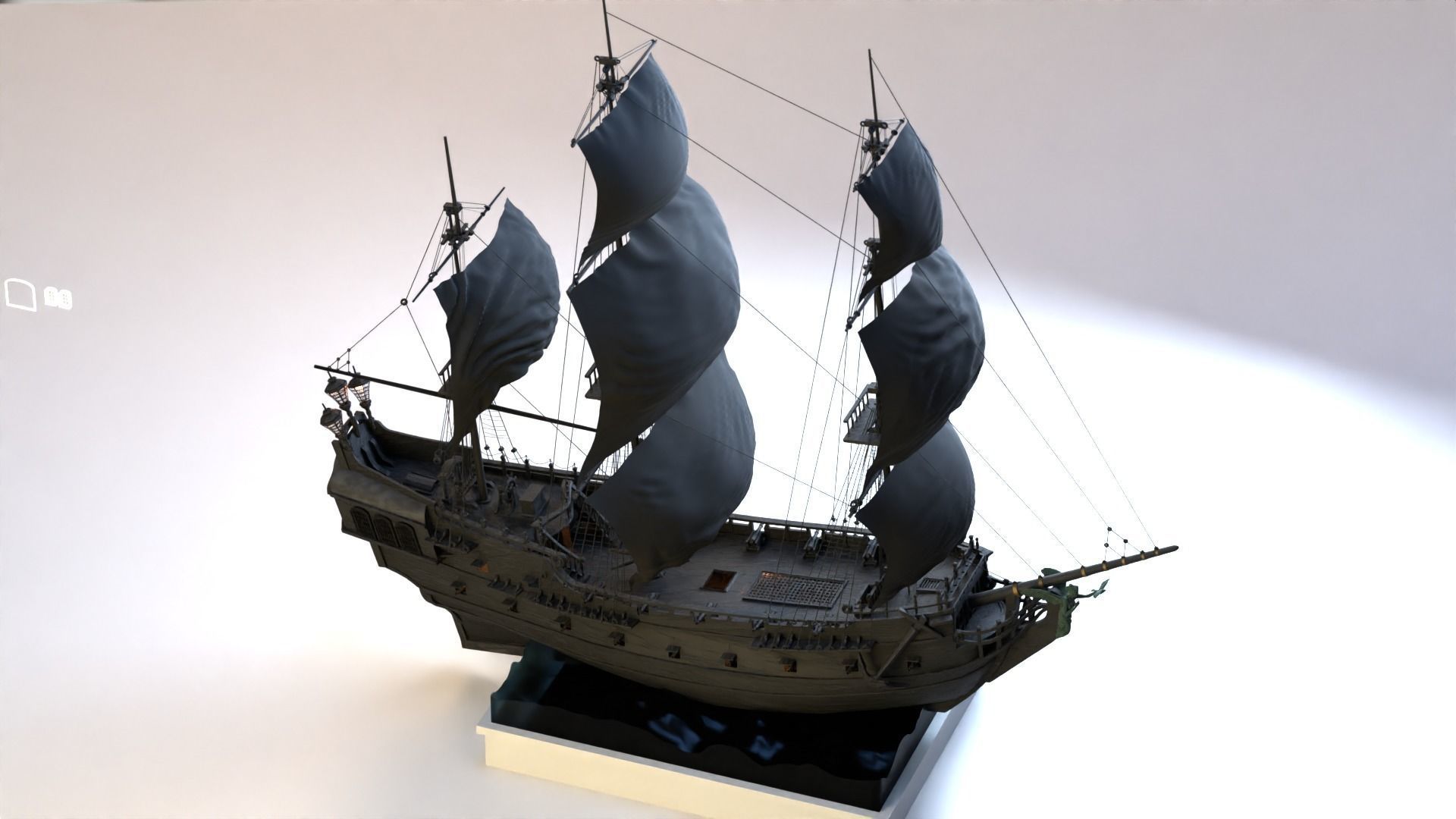 Galleon Black Pearl Sailing Pirates 3D model_3