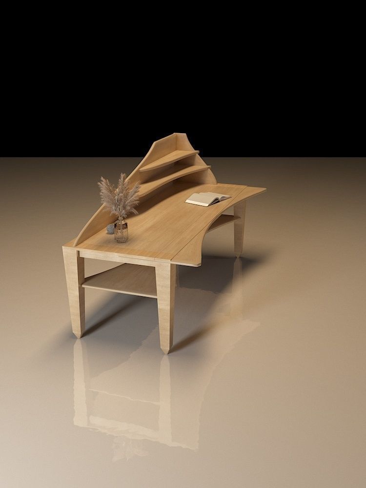 Table 3D model coffee Low-poly 3D model_1