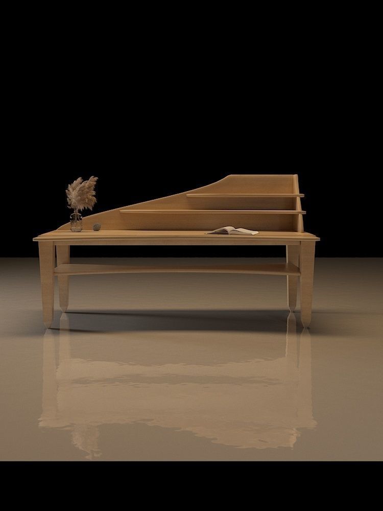 Table 3D model coffee Low-poly 3D model_4