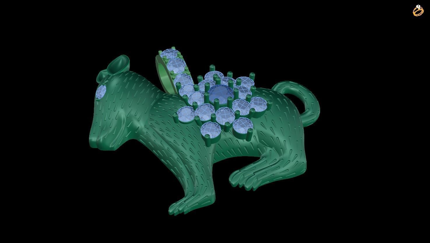 pendant emerald and diamond dog 3D print model_1